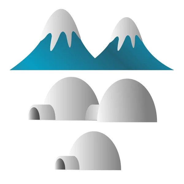 Berg bedeckt mit Schnee und Eskimo-Eis Haus Illustration — Stockvektor