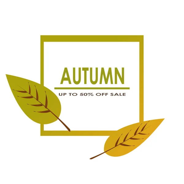 Venda de outono decorar com duas folhas para a venda de compras promo cartaz e quadro folheto ou web banner Vector — Vetor de Stock