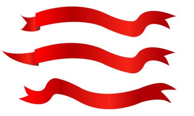  Kırmızı kurdele afiş izole vektör çizim tasarım kümesi