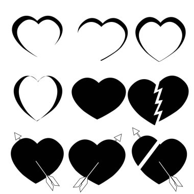 kalp sembol düz simgesi web afiş şekil illüstrasyon izole arka plan seviyorum