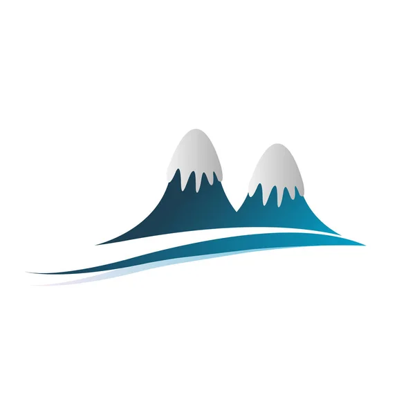 Mavi dağ buz logo ile eğri tarzı isiolated arka plan — Stok Vektör