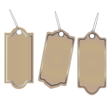 3 boş kağıt fiyat etiketi gümüş dekorasyon ve ip ile