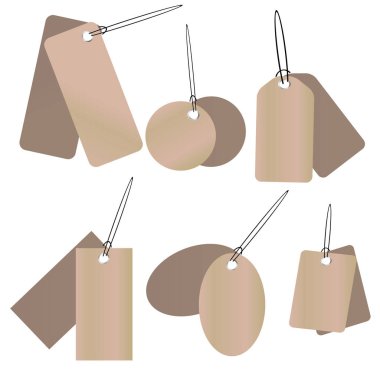  arka plan ayarlamak boş kağıt fiyat etiketi etiket çift yan ve halat izole