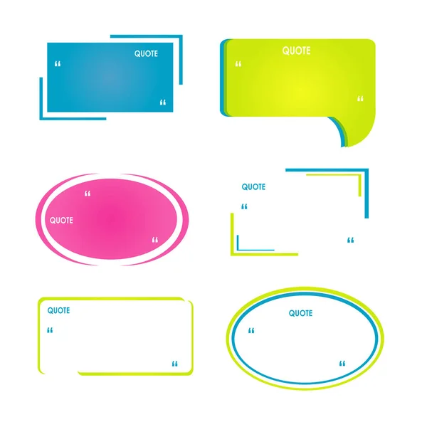กล่องอ้างอิงสีต่าง ๆ สําหรับข้อความหรือความคิดเห็นที่แยกจากพื้นหลังสีขาว — ภาพเวกเตอร์สต็อก