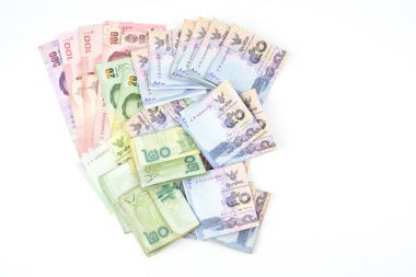 beyaz zemin üzerine Tay banknotlar