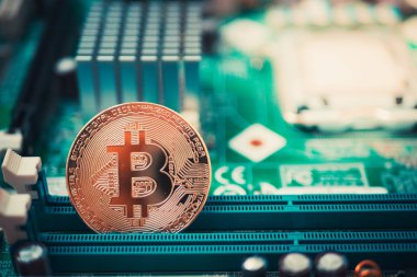 Altın bitcoin sikke Kripto para birimi arka plan kavramı kadar kapatın.