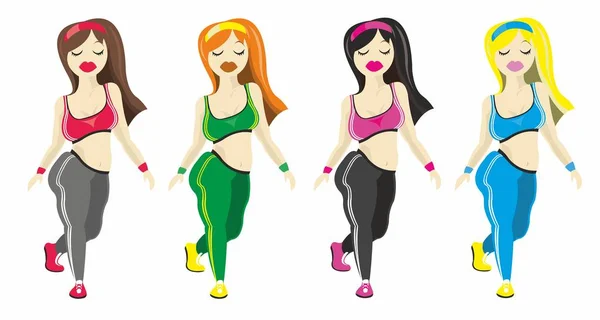 Filles font du sport — Image vectorielle