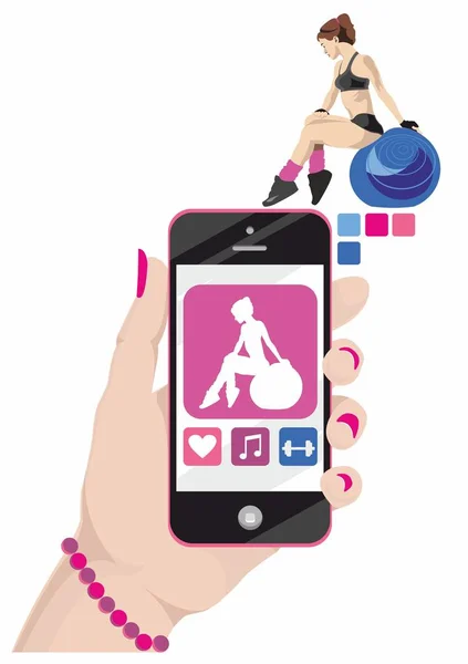 Programme de remise en forme pour les filles pour l'appareil, téléphone — Image vectorielle