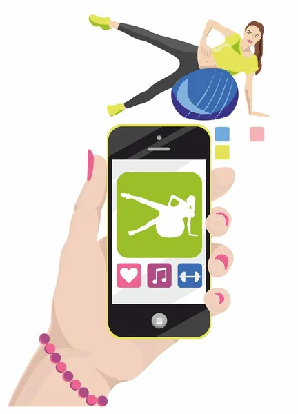 Fitness program for girls for the device, phone — Stock Vector