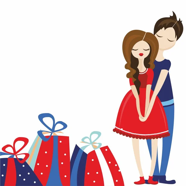 Amour Saint Valentin Couple Nouvel Noël — Image vectorielle