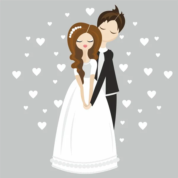 Свадьба Семья Невеста Жених Открытка Свадебное Приглашение — стоковый вектор