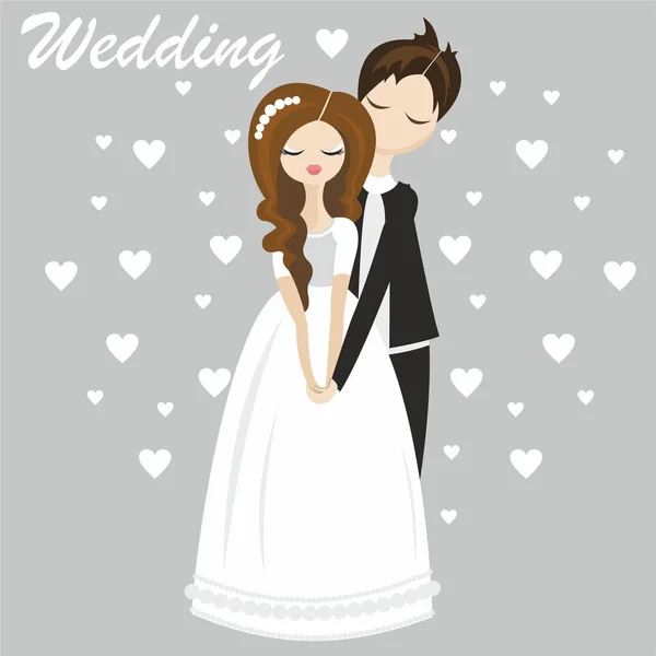 Düğün Aile Gelin Damat Kartpostal Düğün Davetiyesi — Stok Vektör