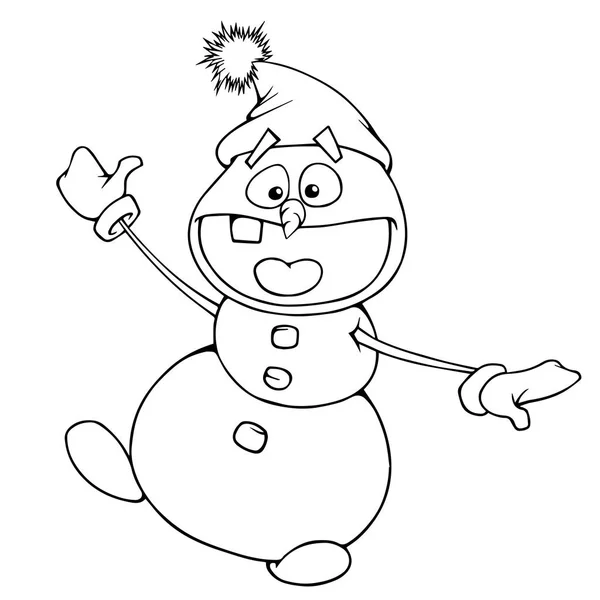 Boneco de neve. ilustração vetorial em preto-e-branco —  Vetores de Stock