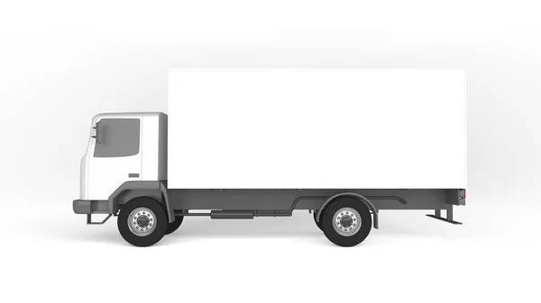 Mockup de caminhão no fundo branco . Imagens De Bancos De Imagens Sem Royalties