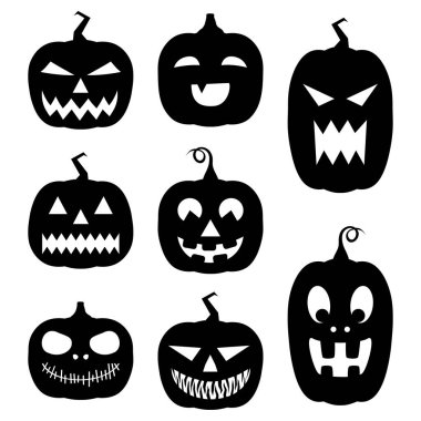 Halloween pumpkins siluet ayarla 