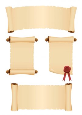 Parşömen kayar. Vektör afiş kümesi