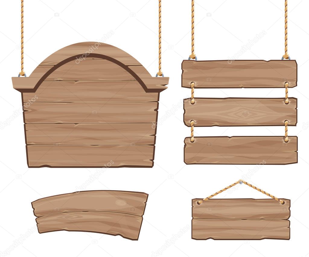Wooden boards. Set of vector banners