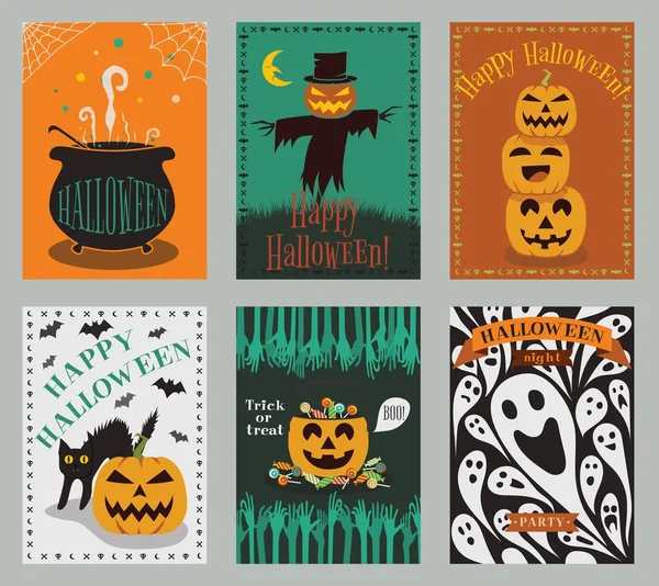 Cadılar Bayramı partisi davetiyesi veya tebrik kartları vektör topluluğu 