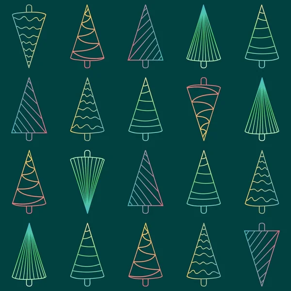 Nahtloses Muster mit bunten neonfarbenen Weihnachtsbäumen — Stockvektor