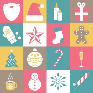 Noel ve yeni yıl simgeler koleksiyonu. Kış tatil öğeleri. Vektör çizim