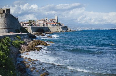 Deniz manzarası Antibes Provence Fransa - seyahat ve mimari arka plan
