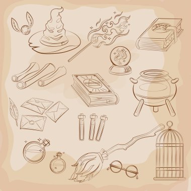 Set of Magic Related elements clipart