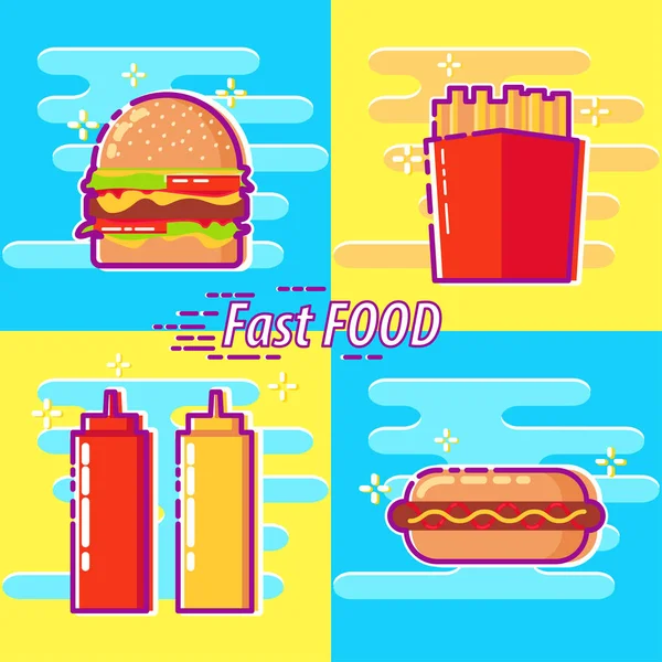 Fast foody płaski — Wektor stockowy