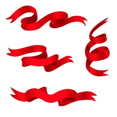 Kırmızı parlak şerit afiş kümesi.