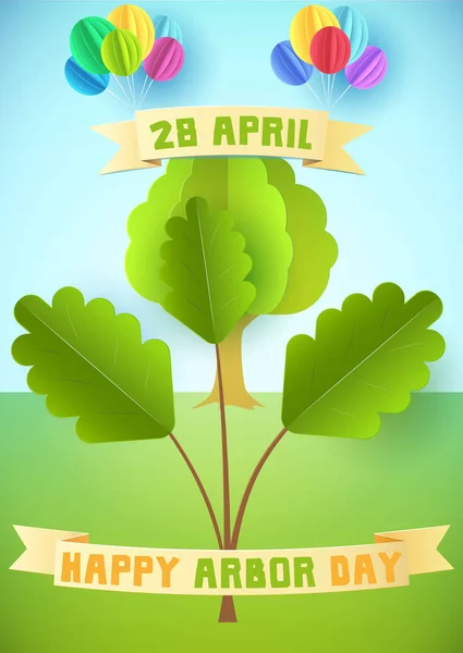 Arbor day illustration with tree
