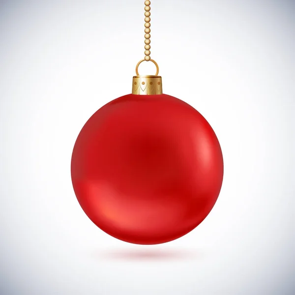 Altın zincir, üzerinde beyaz ba izole kırmızı buzlu Christmas topla — Stok Vektör