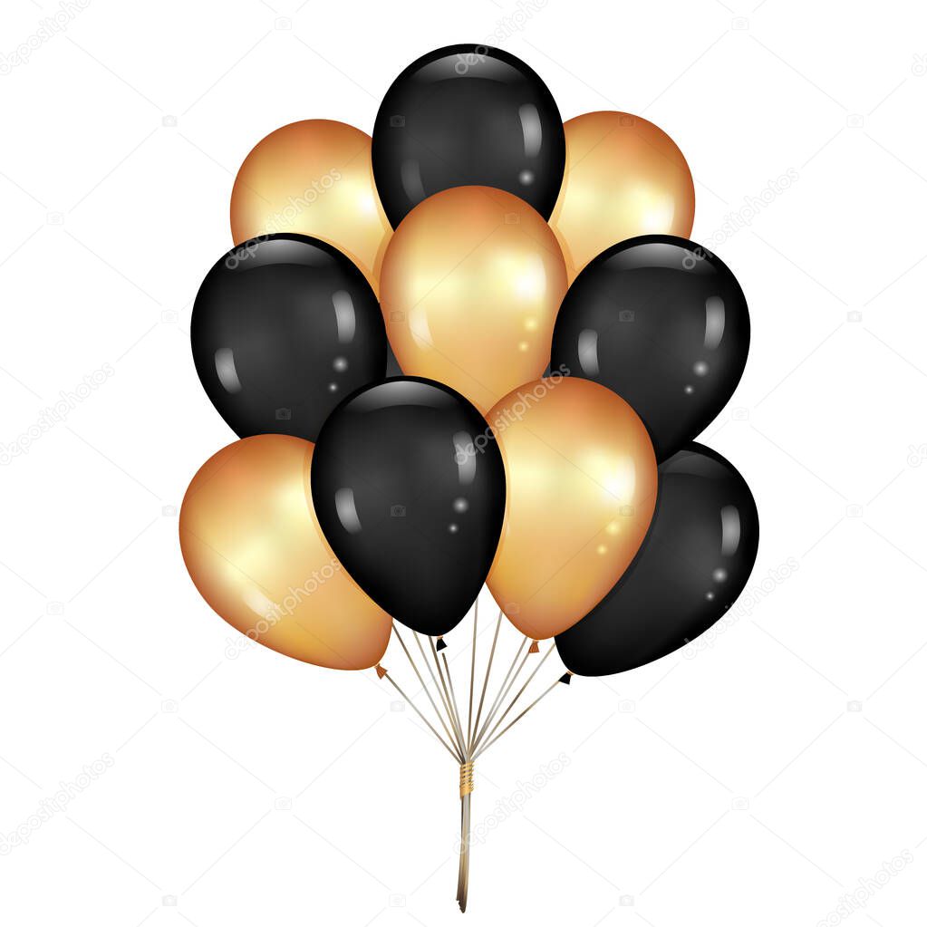 Shiny Balloons Bunch Set Isolated on White Background. Vector illustration. Elements for Black Friday Sale Poster