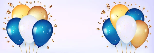 3d шарики на голубом фоне. Дизайн праздника с воздушными шарами . — стоковый вектор