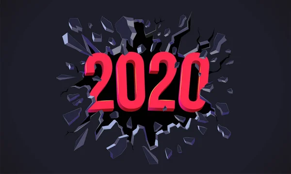 Carte de voeux du Nouvel An 2020. Dépliant, affiche, invitation ou bannière pour la fête du Nouvel An 2020 . — Image vectorielle