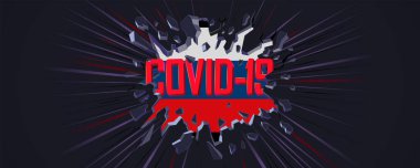 COVID-19 Coronavirus konsept pankartı. Rusya 'daki virüsle ilgili haberler için Covid-19 yazı dizaynı.