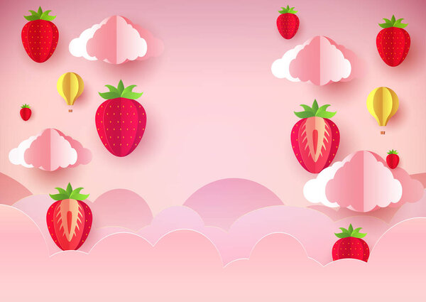 Шаблон флаер, баннер или плакат. Бумажный стиль. Воздушные шары в небе
.