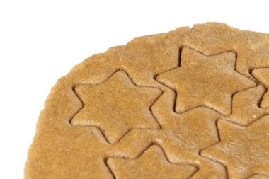 Desen zencefilli bisküvi. Yıldız şekli. Çiğ hamur