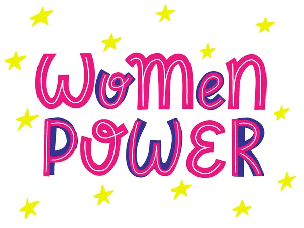 Cytuję "Women Power". Dziewczęcy slogan. Nowoczesne zdanie. Litery typografia ekologiczna — Wektor stockowy