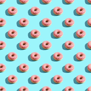 Donut pürüzsüz desen. Parlak renk. Lezzetli ve sağlıksız yemekler.