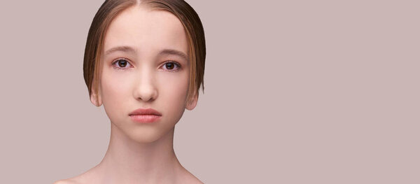 Young woman cosmetology portrait. Beauty girl face