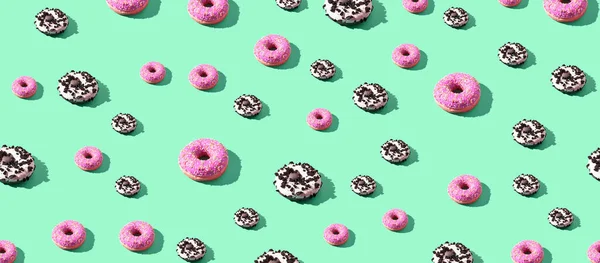 Donut nahtlose Muster. Leuchtende Farbe. Leckeres ungesundes Essen — Stockfoto