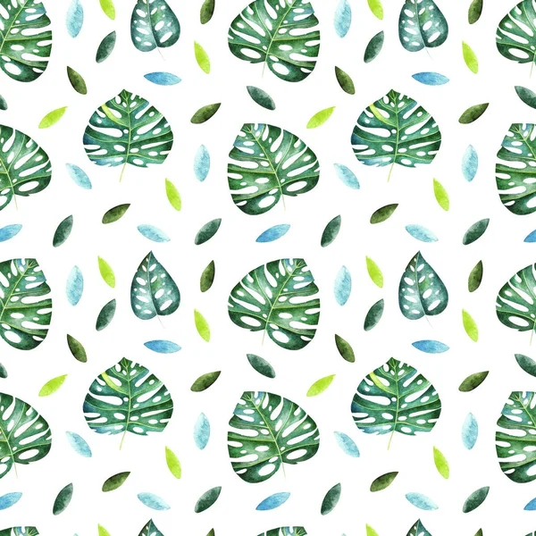 Watercolor tropical seamless pattern. 