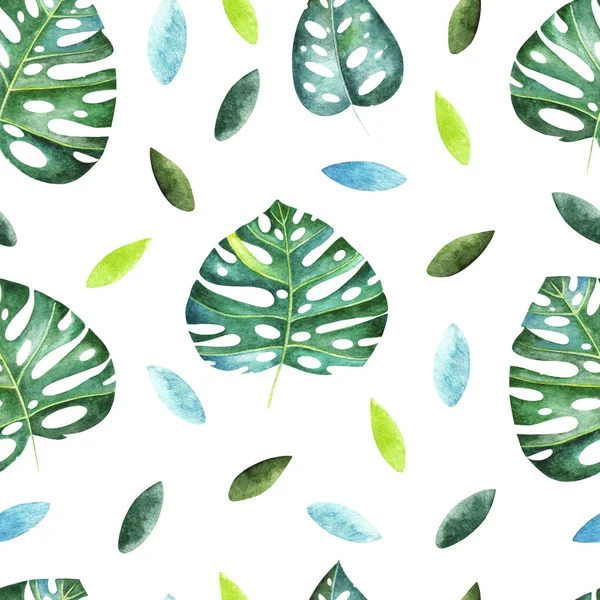 Watercolor tropical seamless pattern. 