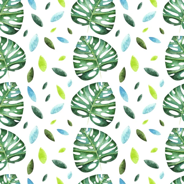 Watercolor tropical seamless pattern. 