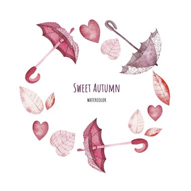 Tatlı sonbahar çelenk. Suluboya.