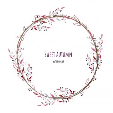 Tatlı sonbahar çelenk. Suluboya.