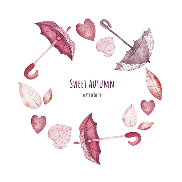 Tatlı sonbahar çelenk. Suluboya.