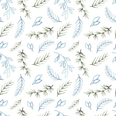Suluboya kış seamless modeli. Desen kış dalları ile. 