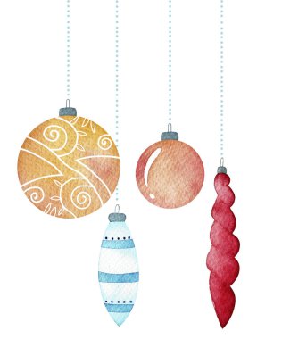Noel ve yeni yıl koleksiyonu. Suluboya kartpostal. 