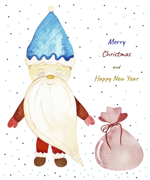 Karácsonyi és újévi gyűjtemény. Akvarell képeslap. — Stock Fotó