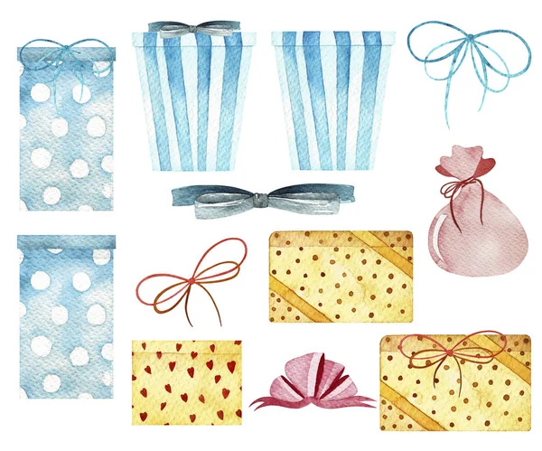 Noel ve yeni yıl koleksiyonu. Suluboya öğeleri.